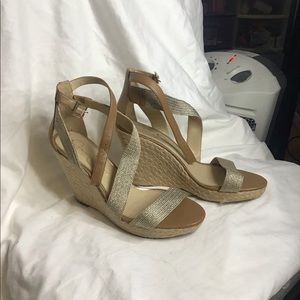 Wedge heels size 10 brown tan